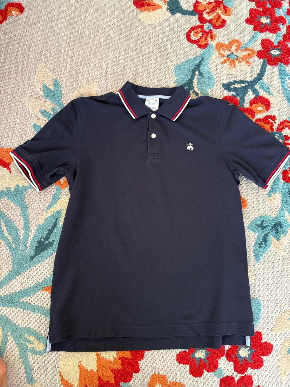 Brooks Brothers Navy Polo with Red & White Stripe Trim